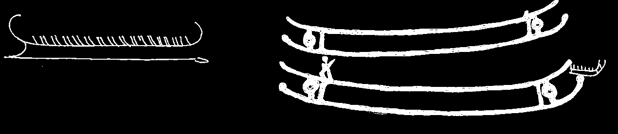 Rørbyskibet, en bronzeristning fra 1600 f.Kr. og Litslebyhelleristningen fra 400 f.Kr.