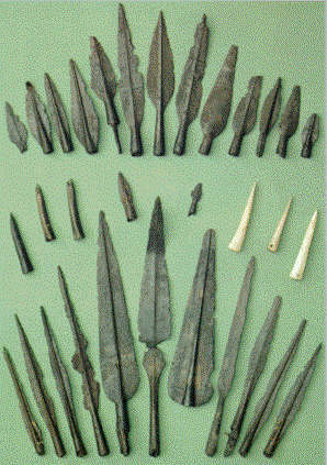An arrangement of  spearheads