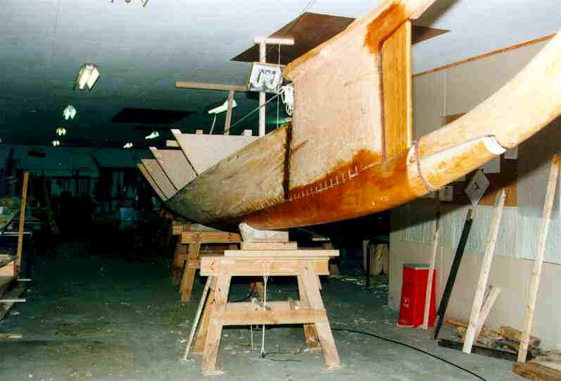 The boat seen from the bow, starboard side