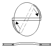 A drawing of the handle insertion in a shield
